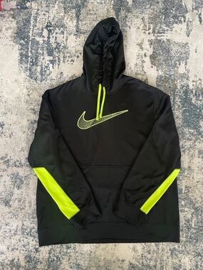 Nike Black Hoodie with Neon Green Swoosh and Accents